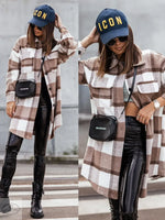 New Mid Length Plaid Printed Coat - Quality Home Clothing| Beauty