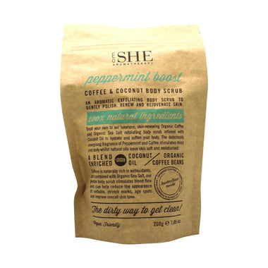 Om She Aromatherapy Peppermint Boost Coffee & Coconut Body Scrub 200g - Quality Home Clothing| Beauty