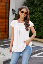 Women Summer Flying Sleeves Chiffon Shirt round Neck Dovetail Top T shirt - Quality Home Clothing| Beauty