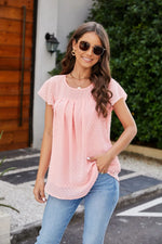 Women Summer Flying Sleeves Chiffon Shirt round Neck Dovetail Top T shirt - Quality Home Clothing| Beauty