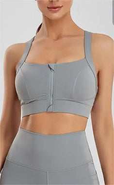 Plus Size Sports Bra Women Fitness Running High Shockproof Yoga Clothes Big Chest Show Small Beauty Back Zipper Bra - Quality Home Clothing| Beauty