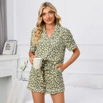 ​Polka Dot Floral Pocket Pajama Set -  QH Clothing