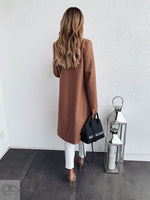 Popular Autumn Winter Solid Color Long Sleeve Double Pocket Collar Woolen Coat For Women Plus Size - Quality Home Clothing| Beauty