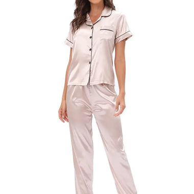 Satin Suit Two Piece Home Wear Pajamas Women - Quality Home Clothing| Beauty