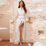 Sexy Underwear Artificial Silk Spring/Summer Pajamas Satin Wedding Nightgown Lace Extended Morning Gowns Homewear - Quality Home Clothing| Beauty
