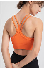 Spaghetti Strap Beauty Back Faux Two Piece Sports Underwear Women Shockproof Running Yoga Workout Clothes Bra Vest - Quality Home Clothing| Beauty