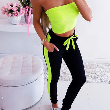 Spring Summer  Casual Pants Sexy Lace-up Color Matching Ankle Banded Slacks - Quality Home Clothing| Beauty