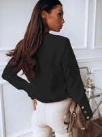 Spring Women Clothing Shirt Button Solid Color Office round Neck Shirt - Quality Home Clothing| Beauty