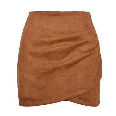 Suede Solid Skirt Autumn Winter Heap Pleated Criss Cross Irregular Asymmetric Zipper Skirt Women Clothing - Quality Home Clothing| Beauty