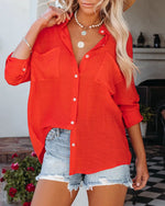 Summer Arrival Women Clothes Candy Color Flip Cardigan Big Pocket Shirt - Quality Home Clothing| Beauty