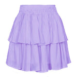 Summer Double Layer Rayon Tiered Skirt Solid Color Ruffles Elastic Skirt Women Clothing - Quality Home Clothing| Beauty