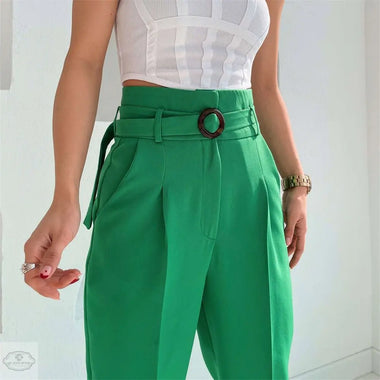 Summer Slim Leg Split Work Pant Cropped Pants Casual Women  Pants Office Work Pant - Quality Home Clothing| Beauty