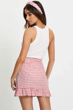 Summer Women Clothing Plaid Lotus Leaf Skirt High Waist Single Row Button Small Plaid Skirt for Women - Quality Home Clothing| Beauty