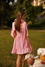 Spring Women Clothing V neck High Waist Tie Strap Dress Women - Quality Home Clothing| Beauty