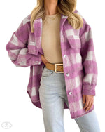 Winter Women Clothing Plaid Large Pocket Coarse Wool Coat - Quality Home Clothing| Beauty