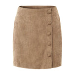 Women Clothing Corduroy Skirt Autumn Winter Solid Color Cloth Buckle Zipper Skirt High Waist Slim Hip Skirt - Quality Home Clothing| Beauty