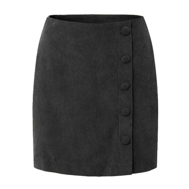 Women Clothing Corduroy Skirt Autumn Winter Solid Color Cloth Buckle Zipper Skirt High Waist Slim Hip Skirt - Quality Home Clothing| Beauty