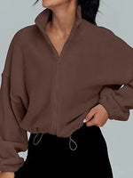 Women Clothing Polar Fleece Sports Jacket Velvet Stand Collar Zipper Jacket - Quality Home Clothing| Beauty