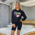 Women Clothing Retro Printed Pullover Loose Fitting Hoodie Long Sleeve Sweater - Quality Home Clothing| Beauty