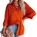 Women Shirt Autumn Comfort Satin Gravel Pattern Long Sleeve Loose Women  Top - Quality Home Clothing| Beauty