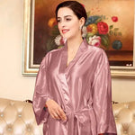 WomenSilk Nightgown Plus Size Ice Silk Pajamas Summer Silk Morning Gowns Bathrobe Ladies Homewear - Quality Home Clothing| Beauty
