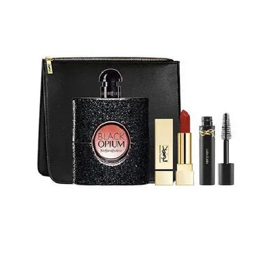 Yves Saint Laurent Black Opium Gift Set 90ml EDP + 2ml Lash Clash Mascara - 01 + 1.3g Rouge Pur Couture Lipstick - 1966 - Quality Home Clothing| Beauty