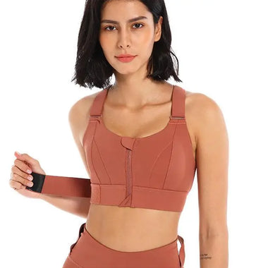Zipper Sports Underwear Women High Strength Shockproof Running Yoga Beautiful Vest Seamless Push up Workout Bra Bra - Quality Home Clothing| Beauty
