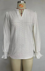 Autumn Embroidered V-Neck Blouse - QH Clothing
