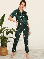 Beautiful Patterned Short Sleeve Pajama Set - QH Clothing