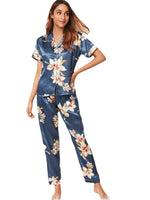 Beautiful Patterned Short Sleeve Pajama Set - QH Clothing
