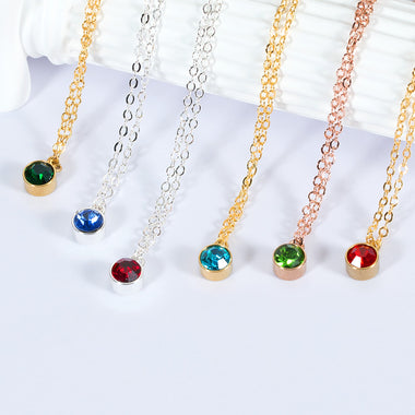 18K Gold Noble Simple Inlaid Round Tianhe Stone Design Simple Style Necklace - QH Clothing