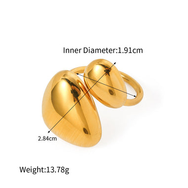18k gold trendy personalized asymmetric round triangle design open ring - QH Clothing