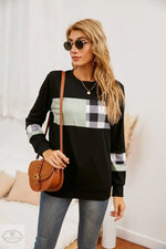 Plaid Stitching Block Colour Sweater - Quality Home Clothing| Beauty