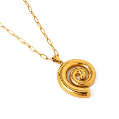 18k gold trendy and fashionable threaded circle design pendant necklace - QH Clothing