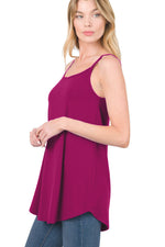 Chestnut Spaghetti Strap V-Neck Flowy Tunic Tank Top