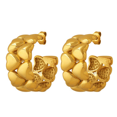 18K Gold Fashion Simple C-shaped Heart Design Light Luxury Style Earrings - QH Clothing
