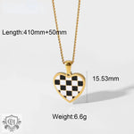 18K Chess Checker Black White Green White Titanium Steel Necklace - QH Clothing