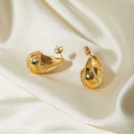 18k fashionable drop-shaped earrings with rhombus-set diamond design - QH Clothing