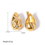 18k fashionable drop-shaped earrings with rhombus-set diamond design - QH Clothing