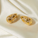 18k fashionable drop-shaped earrings with rhombus-set diamond design - QH Clothing