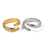18K Elegant Diamond Inlay Ring - QH Clothing