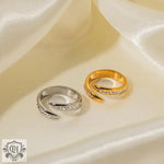 18K Elegant Diamond Inlay Ring - QH Clothing