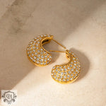 Exquisite 18K gold and crystal hoop earrings in light luxury style design