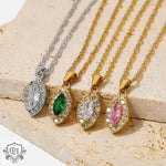 18K Gemstone Eye Diamond Necklace - QH Clothing