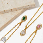 18K Gemstone Eye Diamond Necklace - QH Clothing