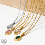 18K Gemstone Eye Diamond Necklace - QH Clothing