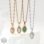 18K Gemstone Eye Diamond Necklace - QH Clothing