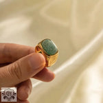 18K Gold Agate Stone Versatile Ring - QH Clothing