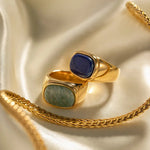 18K Gold Agate Stone Versatile Ring - QH Clothing