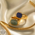 18K Gold Agate Stone Versatile Ring - QH Clothing